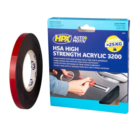 Hpx products ruban adhésif double face hsa acrylique haute résistance 25mm 10m