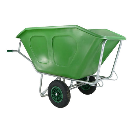 Fort products brouette f s 500l base galvanisée verte 2 roues pneumatiques