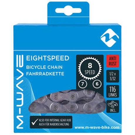 Chaîne m-wave à roulement en laiton 1 2x3 32 - 116 8v. kmc antirouille