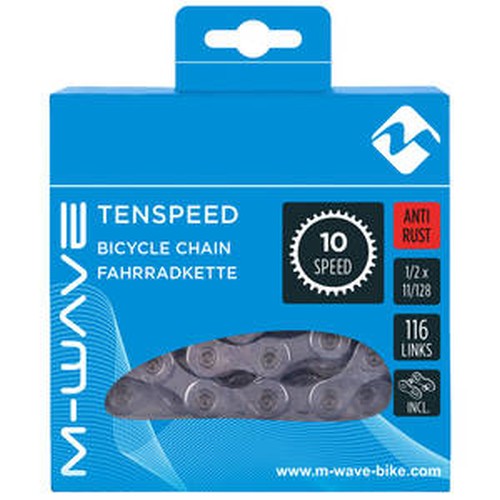 Chaîne kmc M-wave 10v x10 argent antirouille (116 maillons)