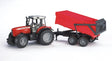 Tracteur Bruder Massey Ferguson rouge 7480 avec remorque