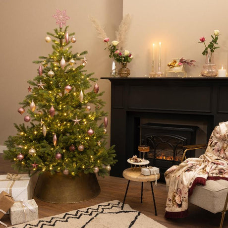Ensemble de boules de Noël incassables Decoris, 59 boules assorties avec 1 pique. velours rose blush rose perle