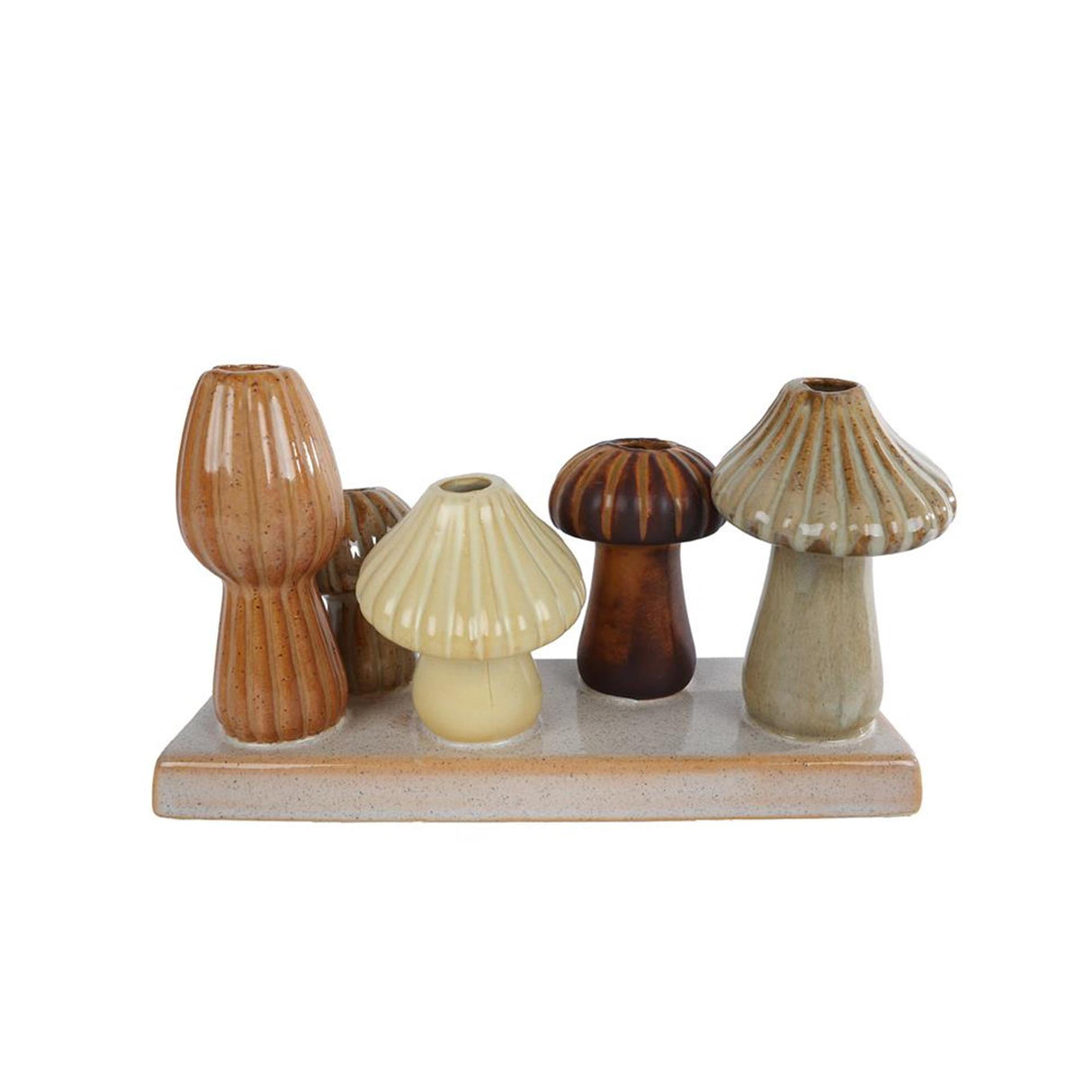 Vase champignon crème marron beige 19x7cm