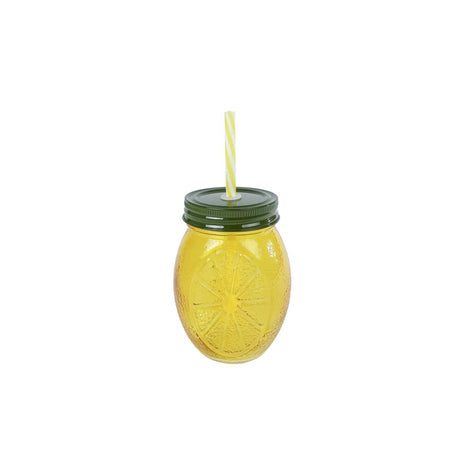 Verre à boire au citron avec paille