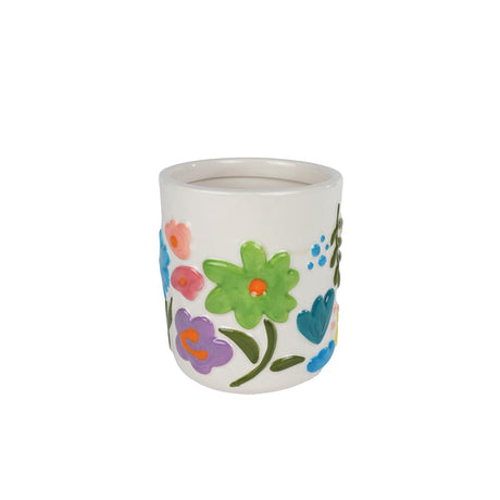 Pot de fleur fleur blanc multicolore 11x11x12cm