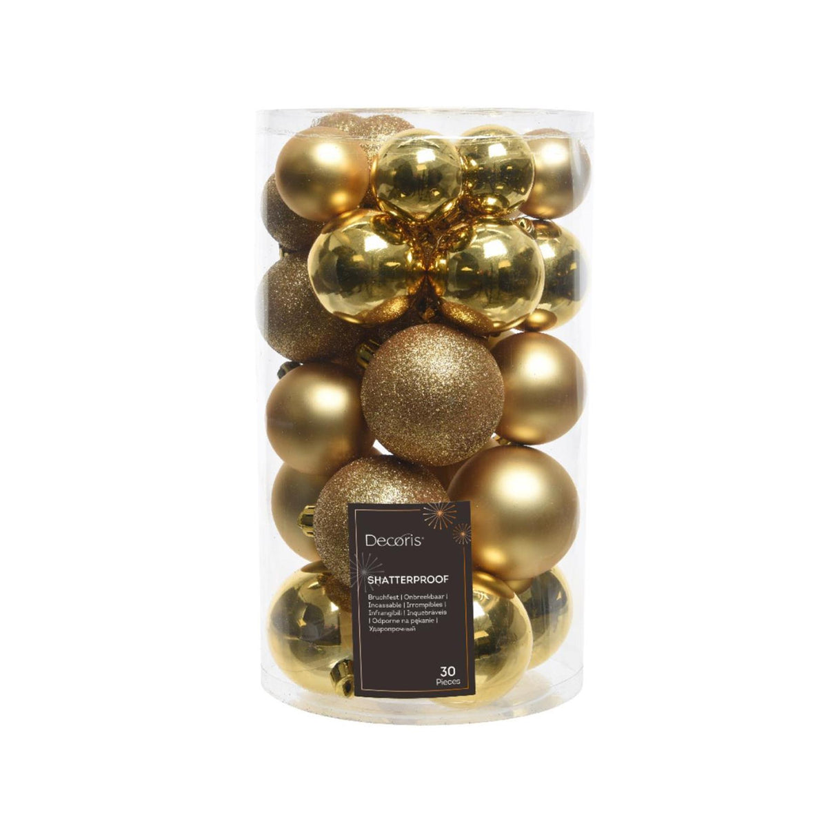 Decoris Boules de Noël mélange plastique doré 30 pièces