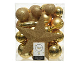 Decoris Boules de Noël en verre mat pailleté 33 pièces doré