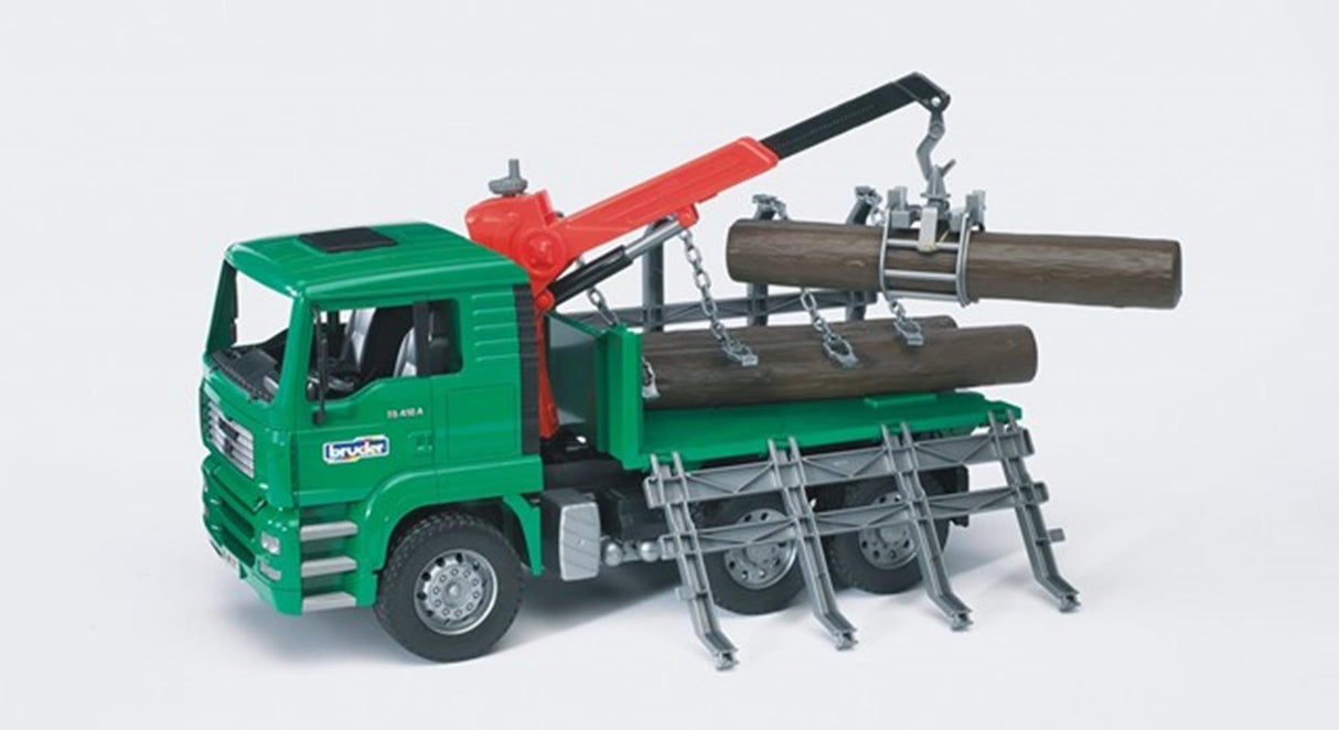 Bruder man tga camion de transport de bois avec grue et troncs d'arbres