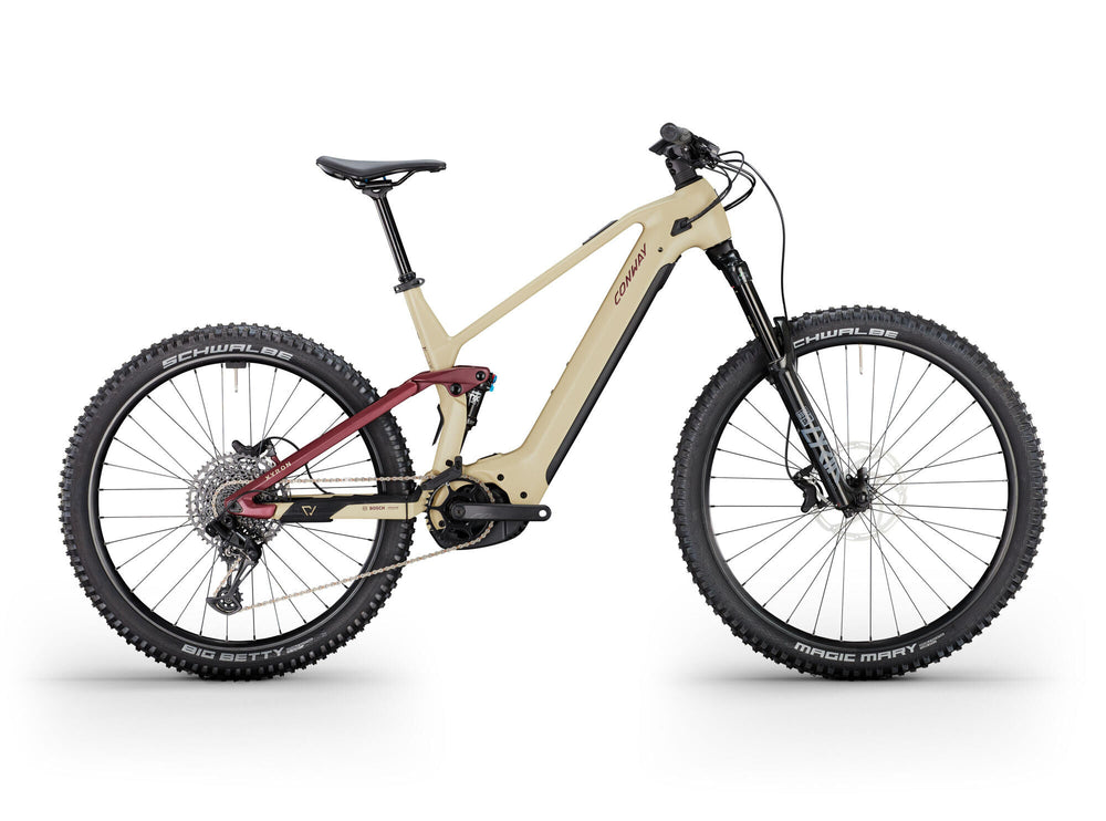 Conway VTT électrique tout suspendu xyron s 5.0 carbone (#1) vélo électrique conw.xyron s5.0 env. 29 27 12sp 49 des. prune