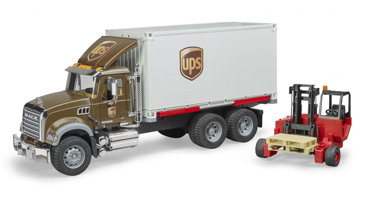 Bruder Auto Truck Mack Ups avec chariot élévateur