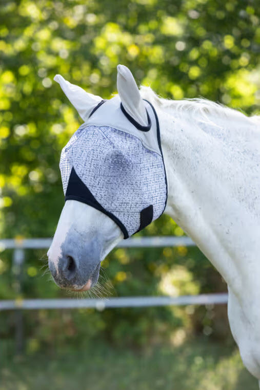 Masque anti-mouches avec oreilles gris clair mt poney