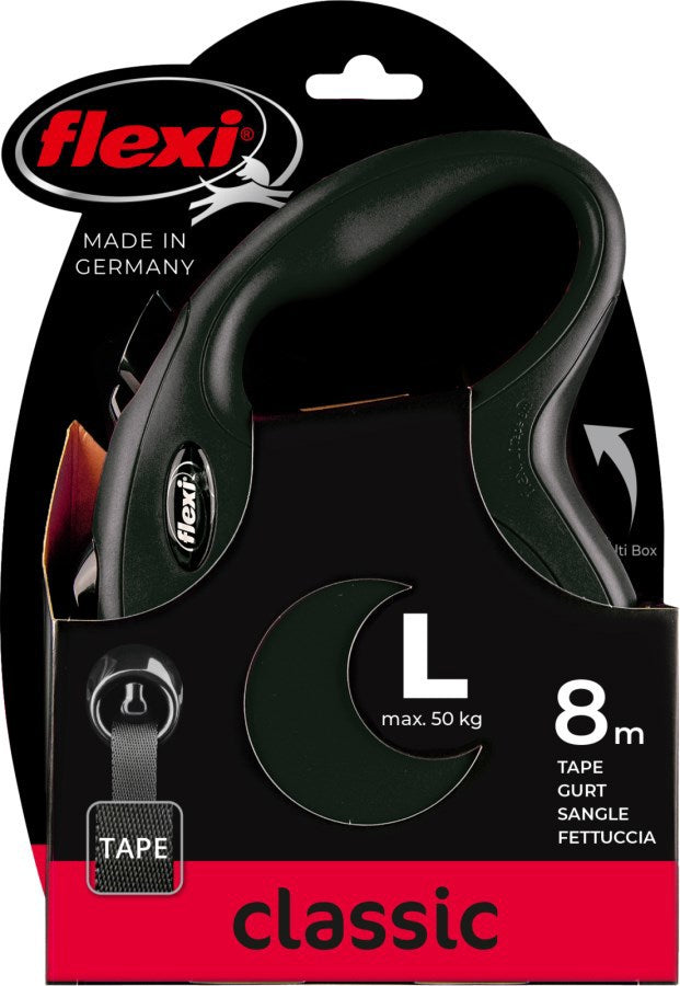 Flexi products ligne rétractable nouveau pneu classique noir l 8 mètres jusqu'à 50kg