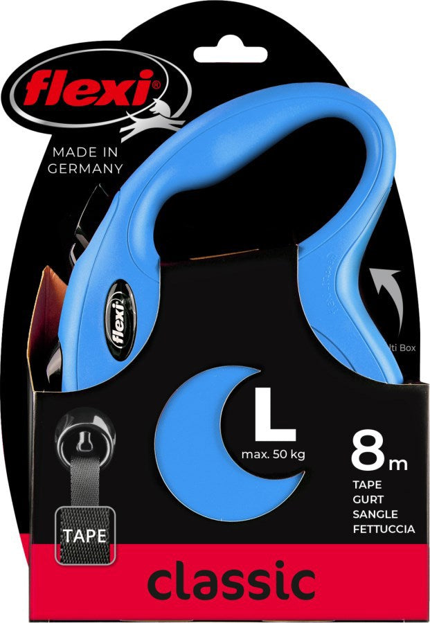 Flexi products ligne rétractable nouveau pneu classique bleu l 8 mètres jusqu'à 50kg