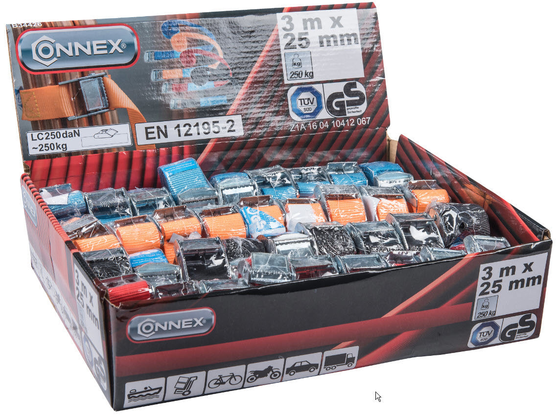 Sangle de tension Connex - sangle de tension 3m x 25mm pes 250kg - b34426