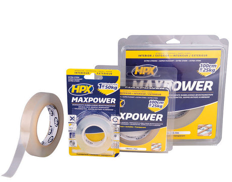 Hpx products ruban adhésif double face maxpower transparent 19 mm x 5 m