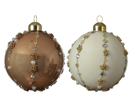 Decoris Set boule de Noël verre de 3 pièces camel 8cm