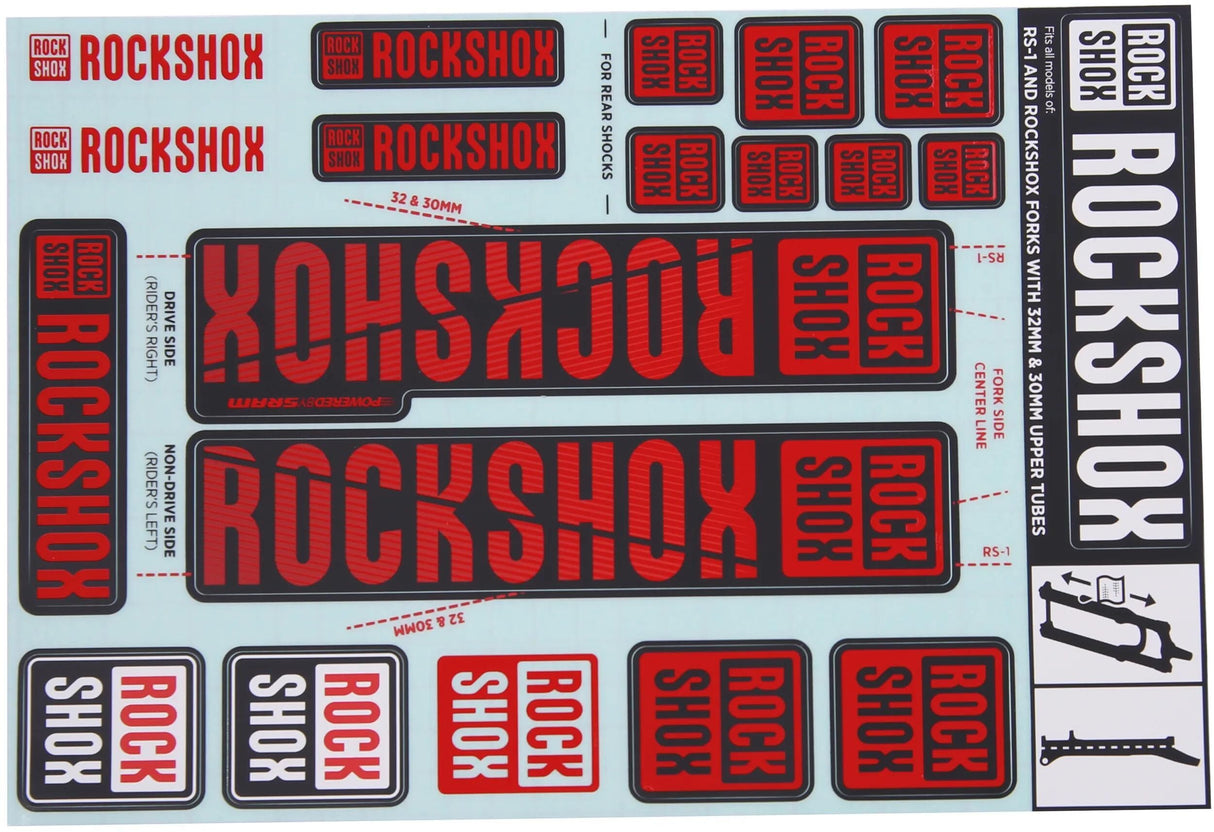 Ensemble de décoration Rockshox, ensemble d'autocollants rouge