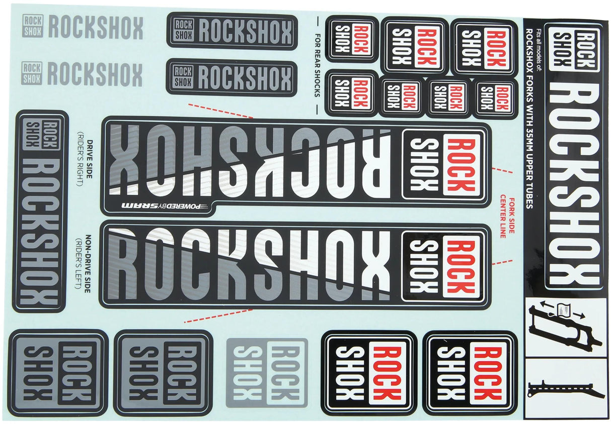 Ensemble de décoration Rockshox, ensemble d'autocollants blanc