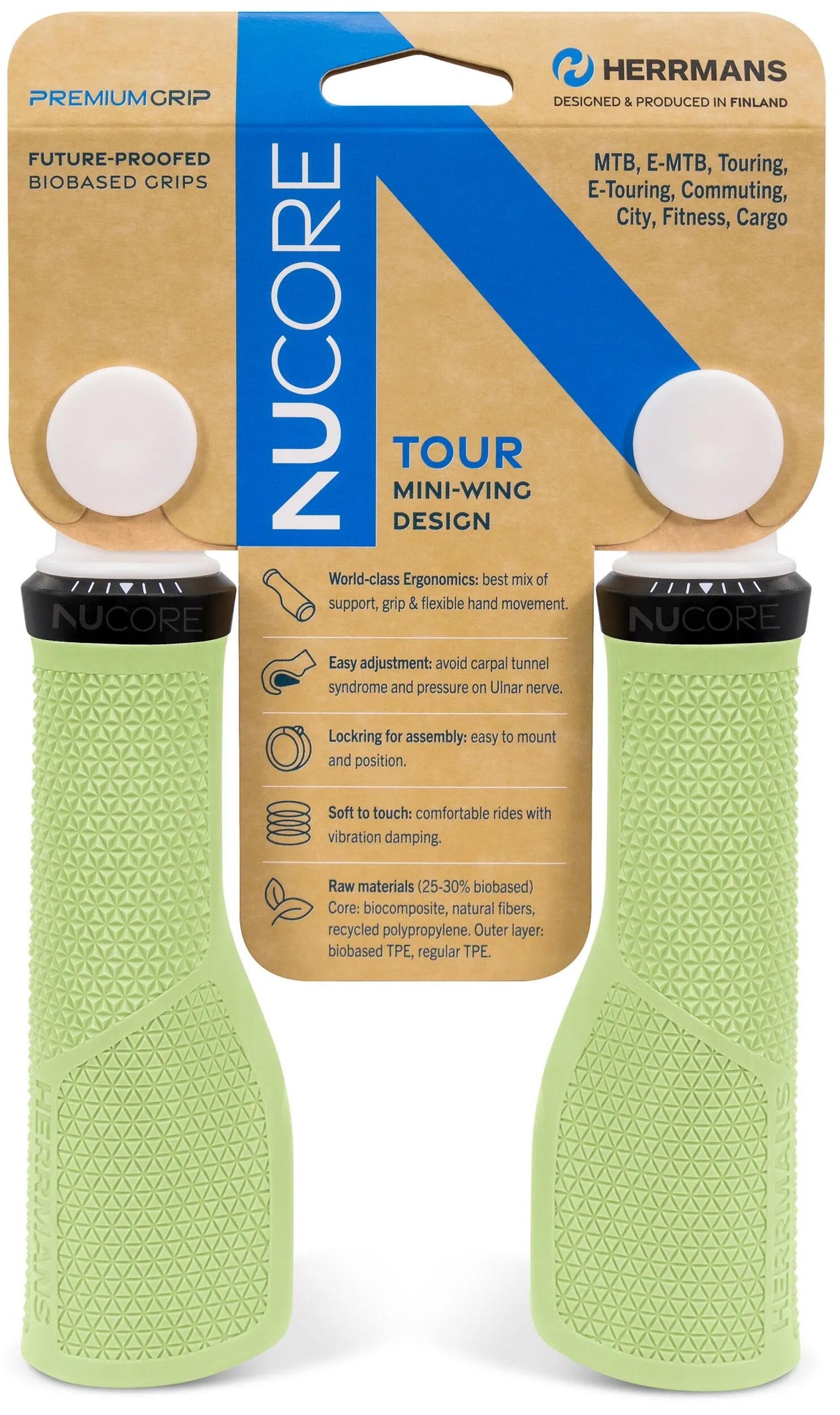 Herrmans poignée nucore tour grip herramns nucore tour 130mm pic menthe poivrée