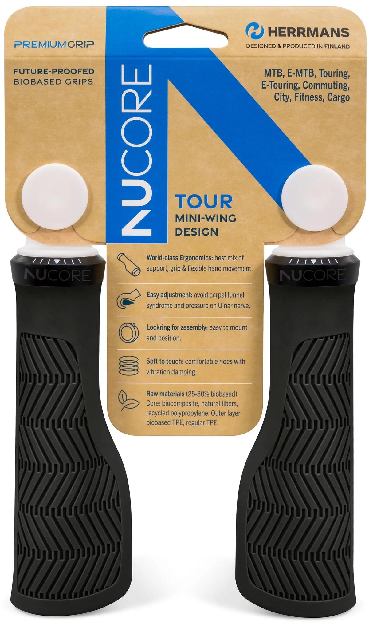 Herrmans jeu de poignées nucore tour wave 130 130mm noir