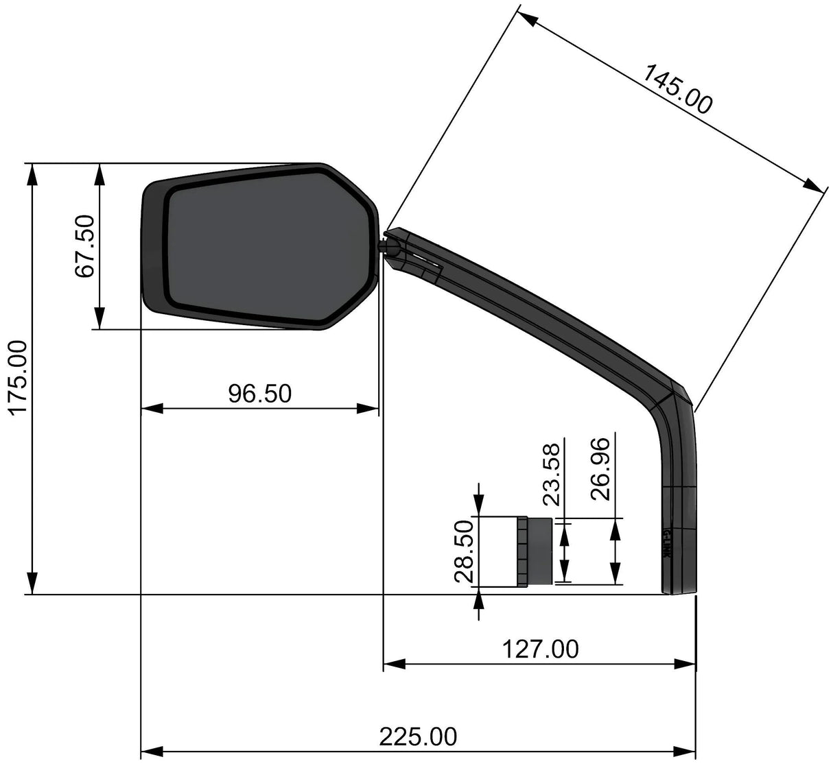 Rétroviseur Contec e-view evo gl ct rétroviseur e-vie evo gl dazz m.g-link
