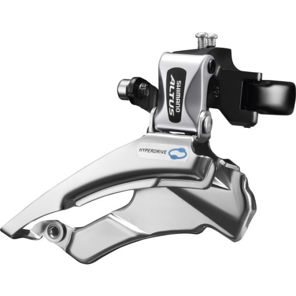 Shimano voorkerilleur 3 x 7 8 vitesses Altus FD-M313 Down Swing Dual Pull-With High Clamp-42-48T (66-69 °)-Black Silver