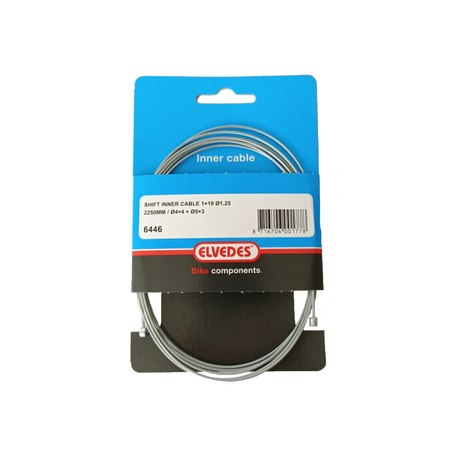 Elvedes Schakel Binnenkabel 2250 mm 1 x 19 fil galvanisé Ø1,25 avec nable Ø4 × 4 + tø5 × 3 (par pièce) - argent