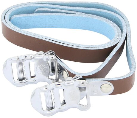 Contec sangles de cale-pieds sangle en cuir ct sangle de pédale cuir cuir marron 2pcs