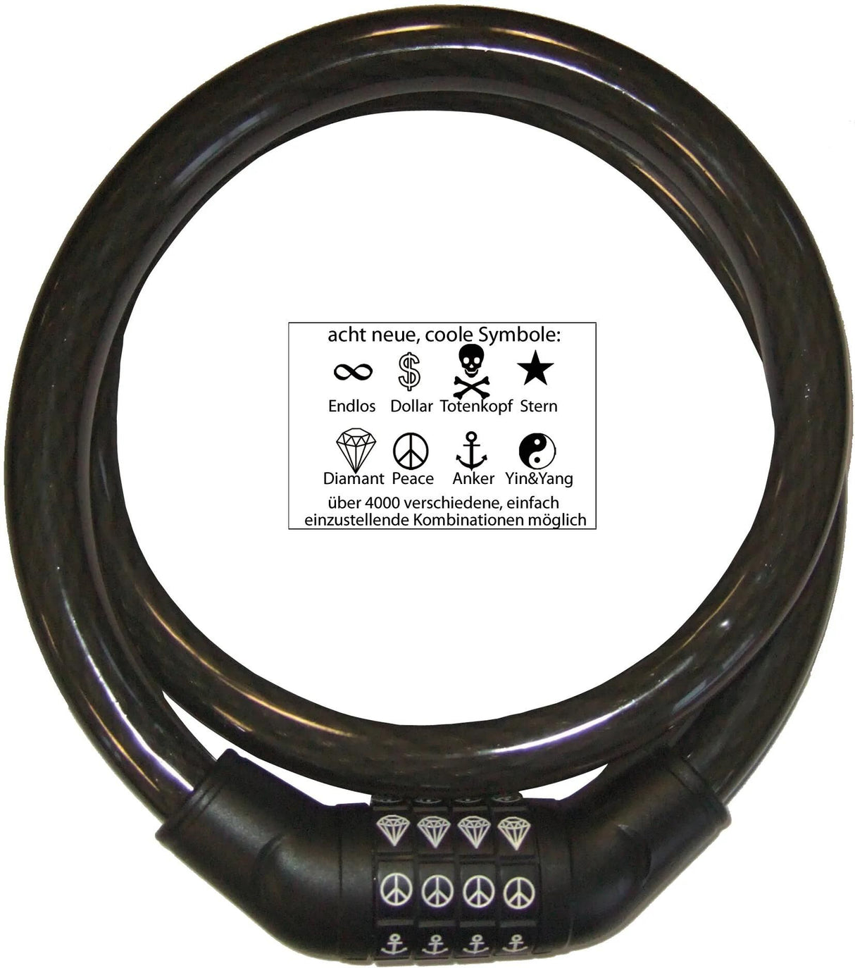 Câble antivol avec symbole de sécurité plus sps 100 comb.cab.lock sec.plus sps 100 revêtement plastique