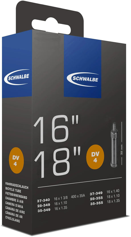 Tube intérieur de Schwalbe DV4 16 18 pouces 28 37-340 355 32 mm