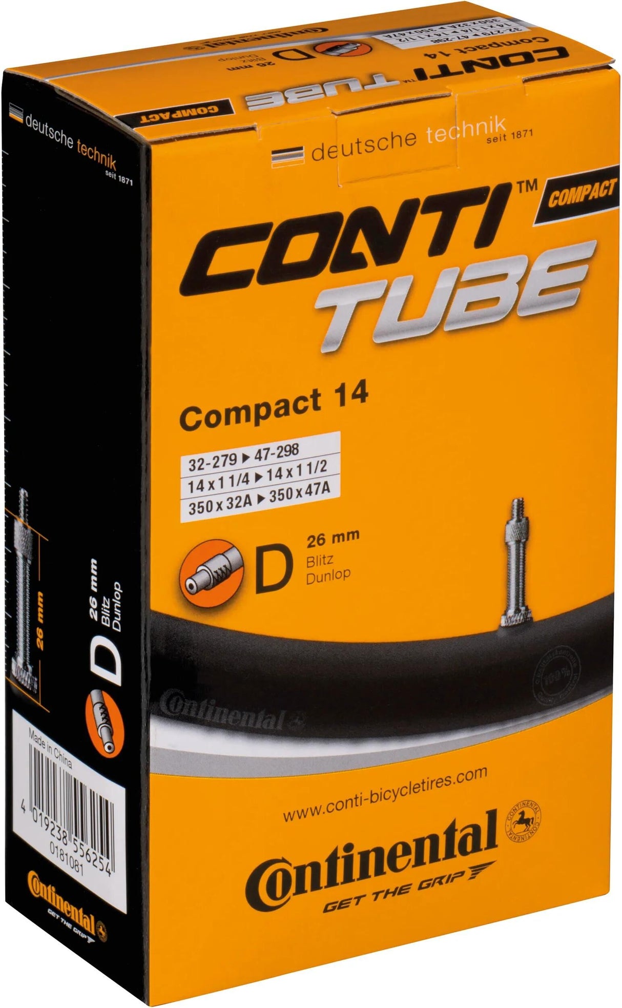Chambre à air Continental compacte 14 conti tube compact 14 32 47-279 298 d26
