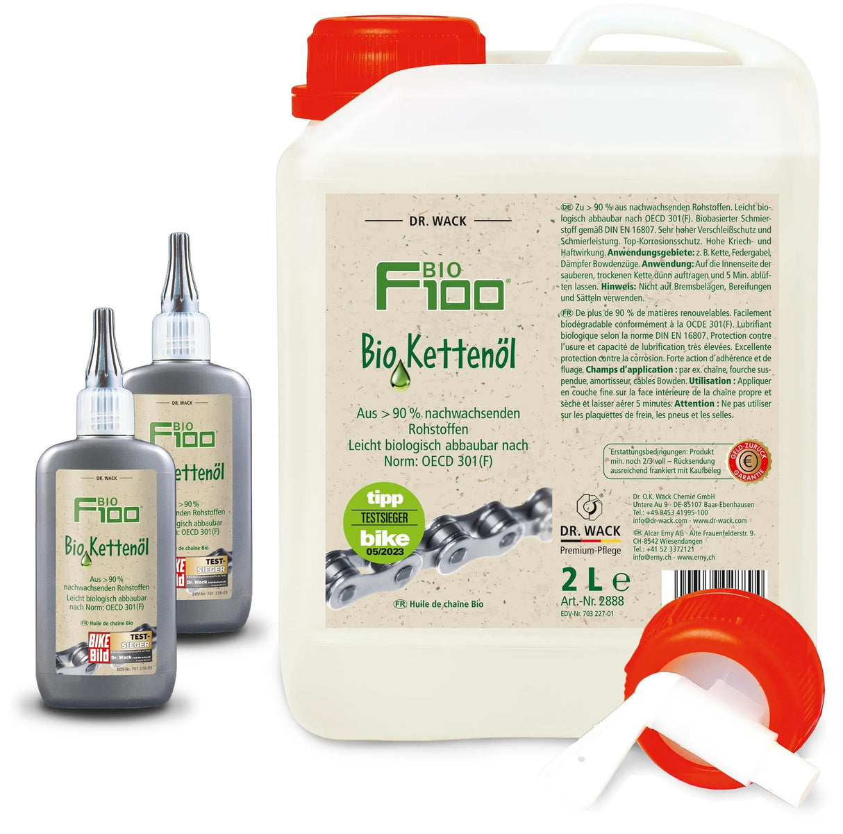 Dr. wack f100 huile de chaîne bio huile de chaîne dr.wack 2l bio bidon de 2 l
