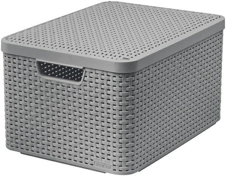 Curver style box rotin l - panier de rangement - 30l gris clair