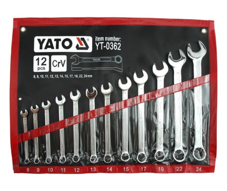 Yato satijnen platte-oogsleutelset 12szt. 8–9–10–11–12–13–14–15–17–19–22–24 mm