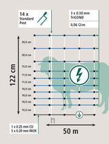 Ako wolfnet ovinet maxi 122cm x 50m double épingle