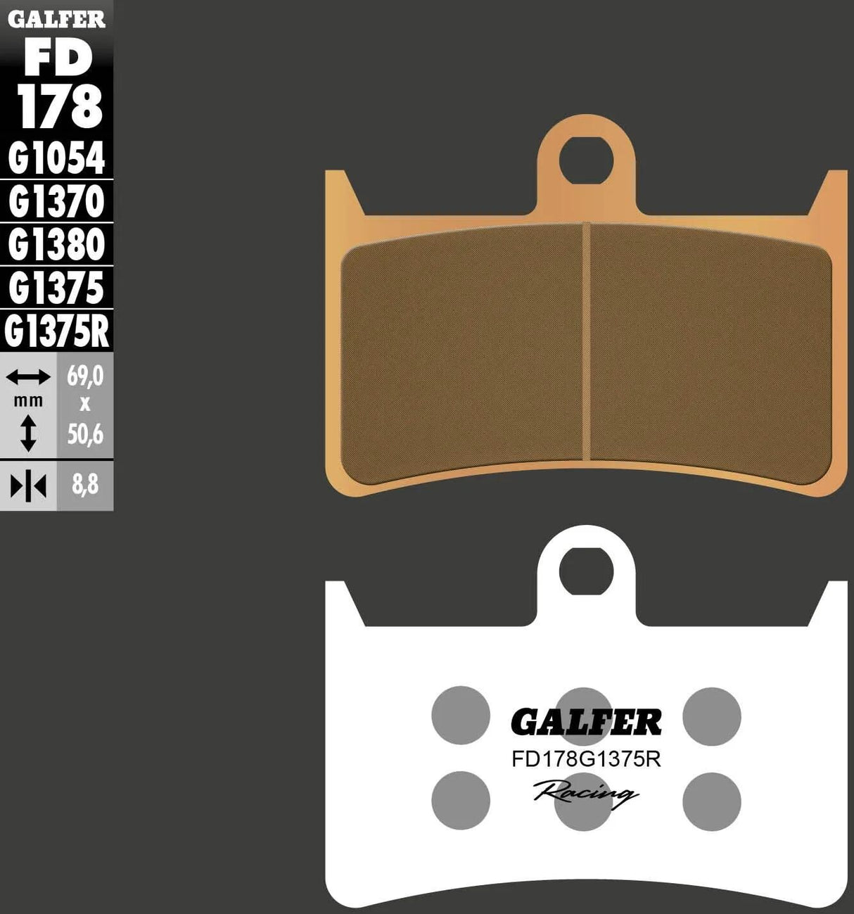 Galfer plaquettes de frein fd178 plaquette de frein fd178 g1375r métal fritté