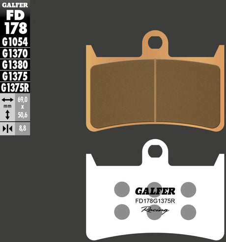 Galfer plaquettes de frein fd178 plaquette de frein fd178 g1375r métal fritté