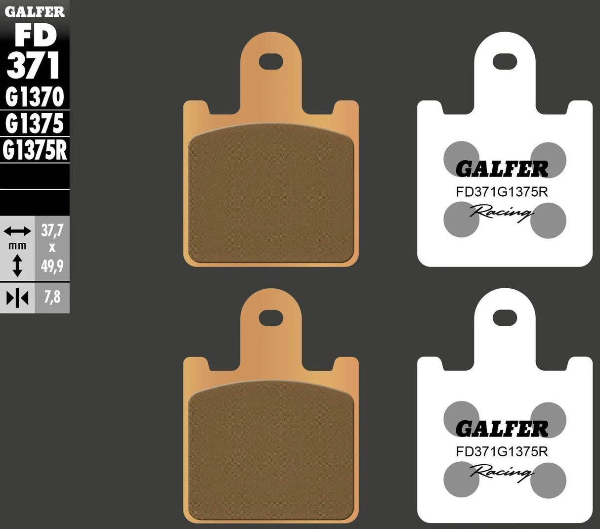 Galfer plaquettes de frein fd371 plaquette de frein fd371 g1375r sint.metal racing