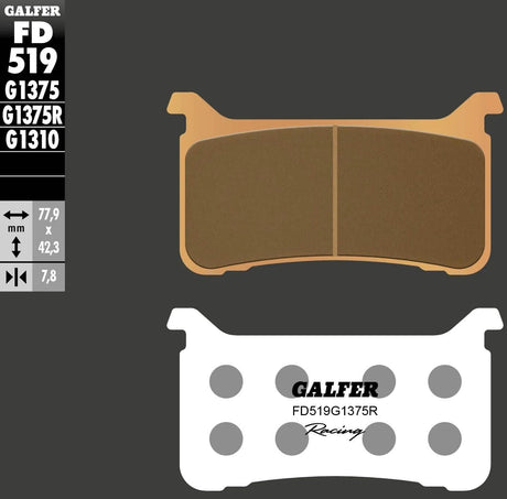 Galfer plaquettes de frein fd519 plaquette de frein fd519 g1375r sint.metal racing