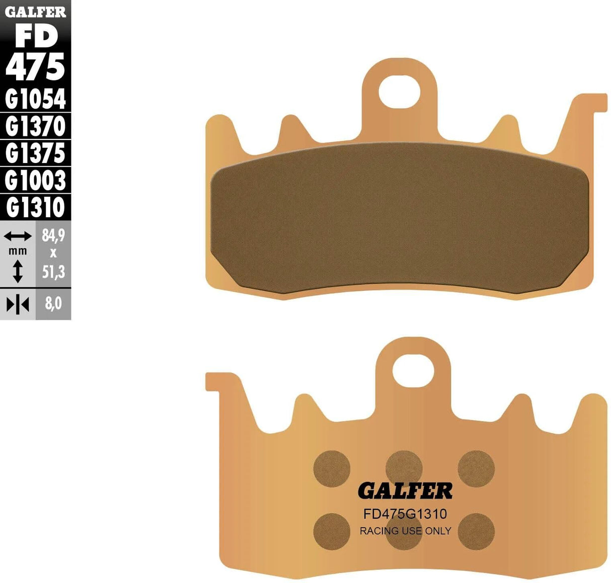 Galfer plaquettes de frein fd475 plaquette de frein fd475 g1310 sint.metal rac.pro.