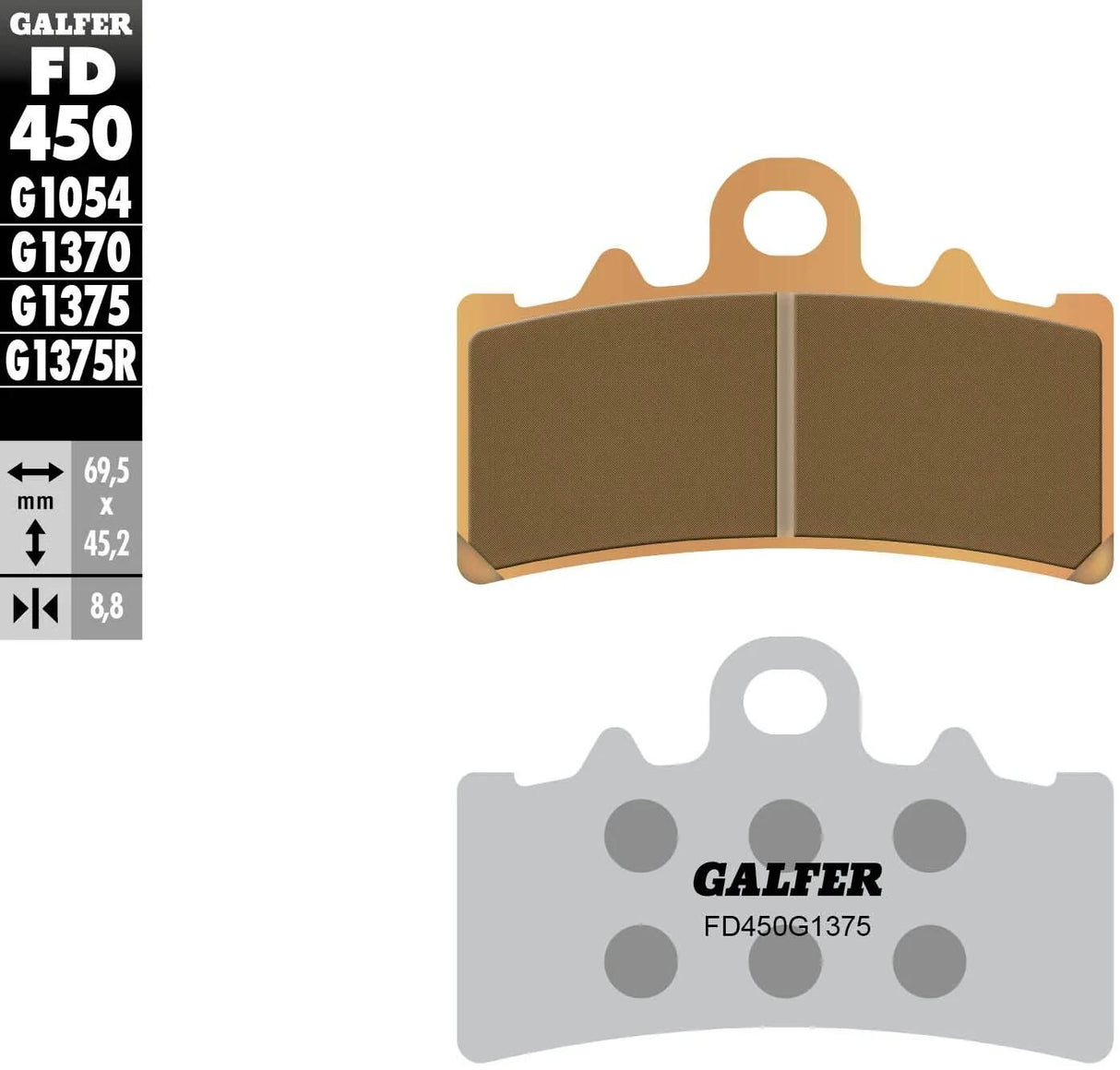 Galfer plaquettes de frein fd450 plaquette de frein fd450 g1375 sint.metal str. sp.