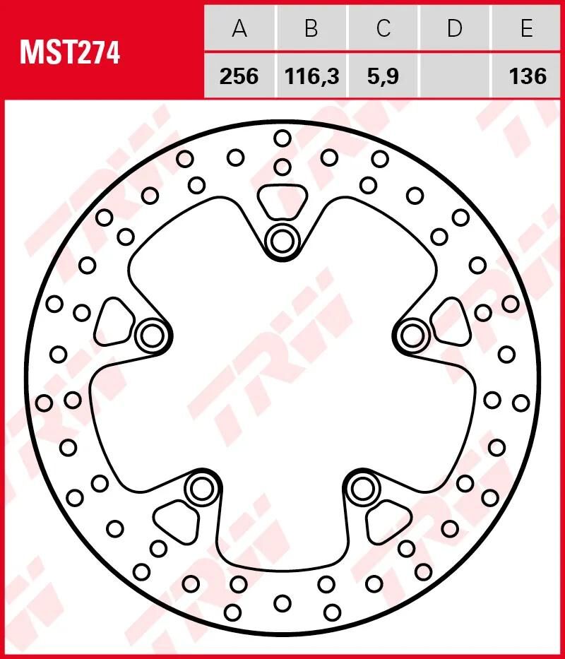 Disque de frein TRW MST274 rotor MST274 rigide