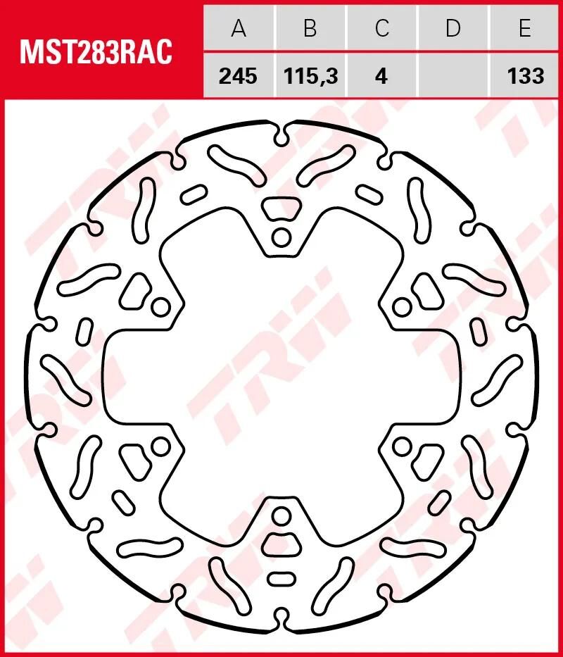 Disque de frein TRW mst283rac rotor mst283rac rigide