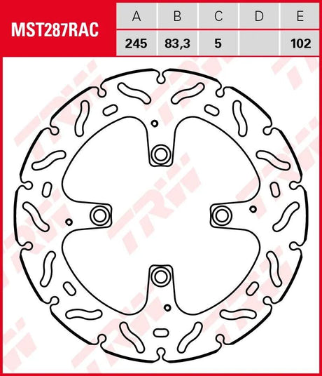 Disque de frein TRW mst287rac. rotor mst287rac rigide