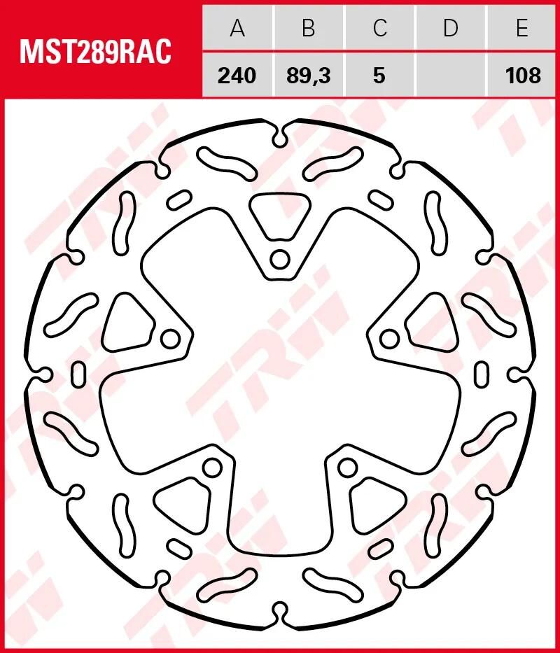 Disque de frein TRW mst289rac. rotor mst289rac rigide