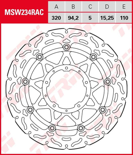 Disque de frein TRW MSW234rac à rotor MSW234rac flottant