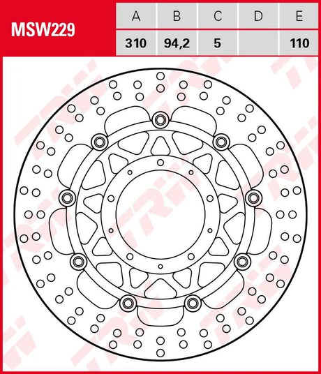 Disque de frein TRW MSW229 à rotor MSW229 flottant