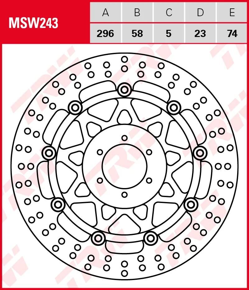 Disque de frein TRW MSW243 à rotor MSW243 flottant