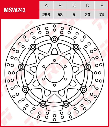 Disque de frein TRW MSW243 à rotor MSW243 flottant