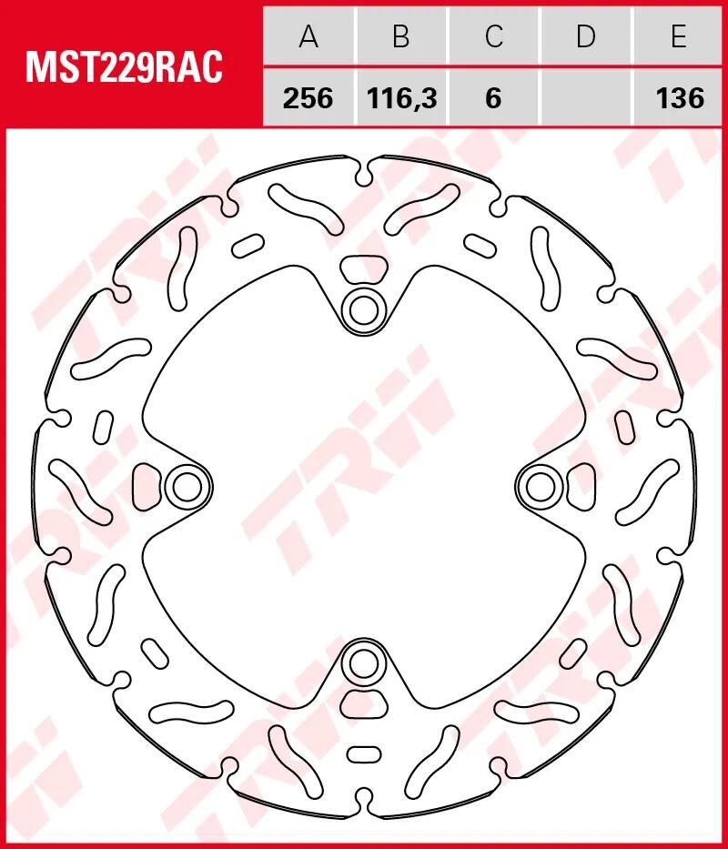 Disque de frein TRW mst229rac. rotor mst229rac rigide